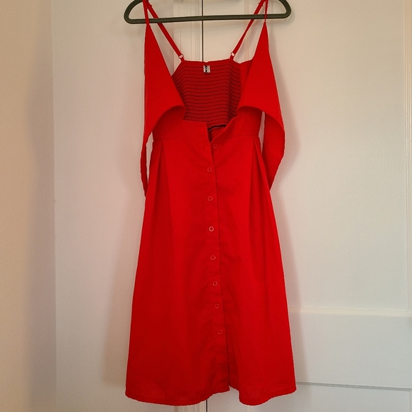 Women Dress  Tie Front V-Neck Spaghetti Strap Button Down - Picture 9 of 16